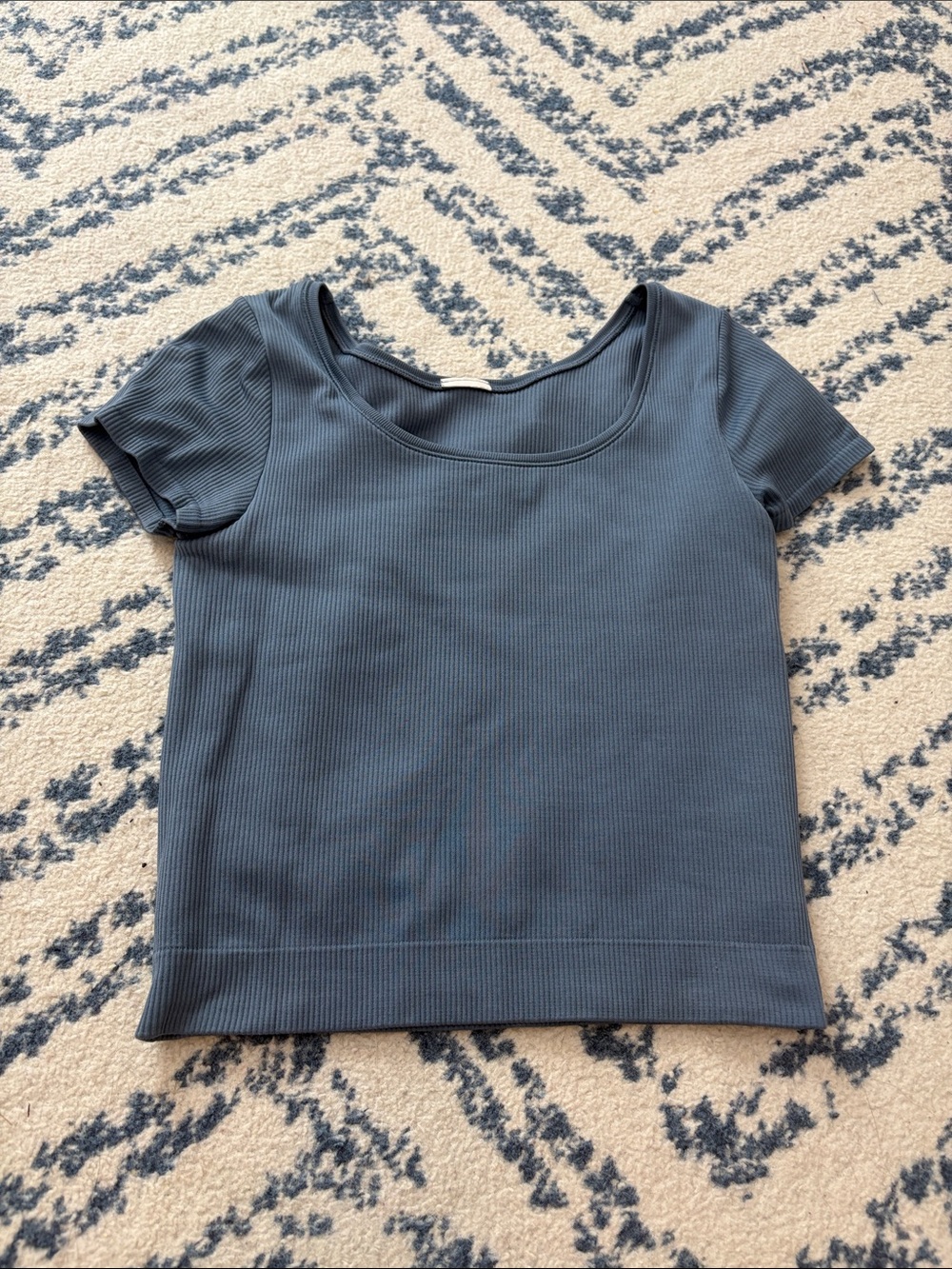 Athleta Kids Scoop Neck Ribbed Tee - Slate Blue